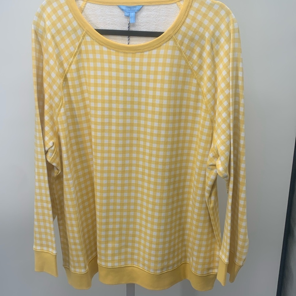 Draper James Crew Neck yellow gingham size 2X NWT 100% cotton